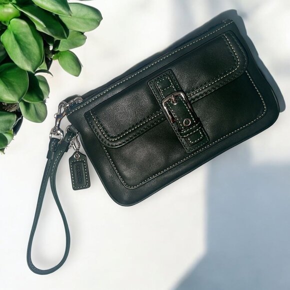 Vintage Coach Bottle Green Wristlet Clutch NWT - Picture 1 of 7